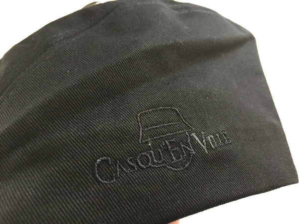 BEG BICYCLES CASQ’EN VILLE HIS AND HERS BLACK TWILL CAP AND HELMET