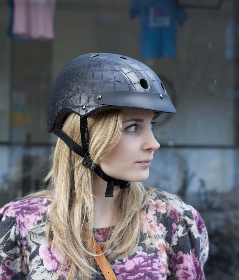 SAWAKO FURUNO BLACK CROCODILE HELMET