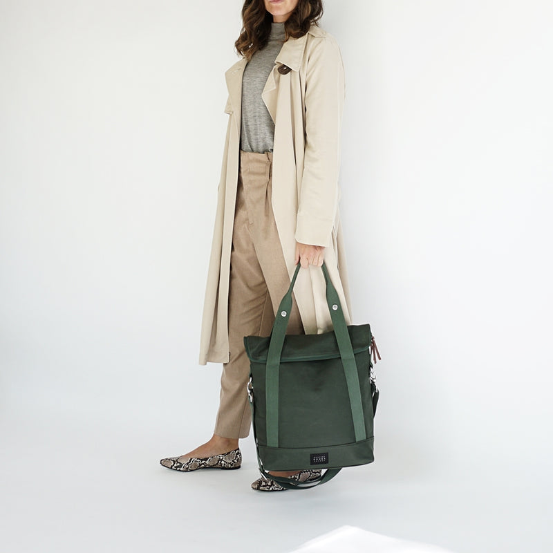 WEATHERGOODS CITY TOTE BAG PANNIER GREEN