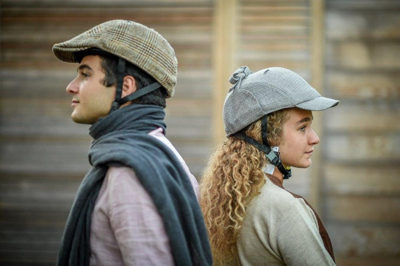 BEG BICYCLES CASQU’ EN VILLE HIS AND HERS SHERLOCK TWEED CAP AND CYCLE HELMET